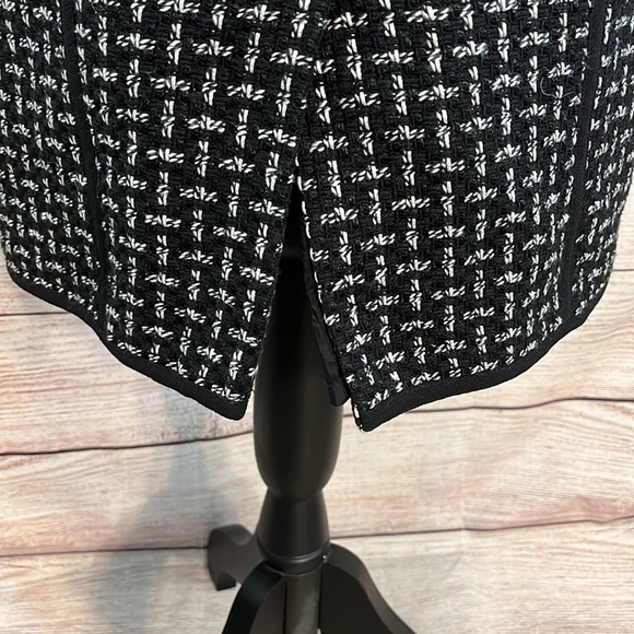 Tibi Dress Tweed Bottom Wool Bodice Size 2 Faux Leather Trim Black & White - Picture 8 of 12